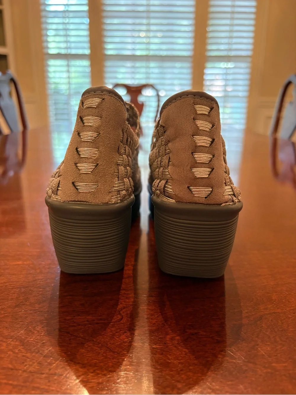 Bernie Mev Lulia Woven Wedges (Metallic Gray) Size 38, US 7.5/8